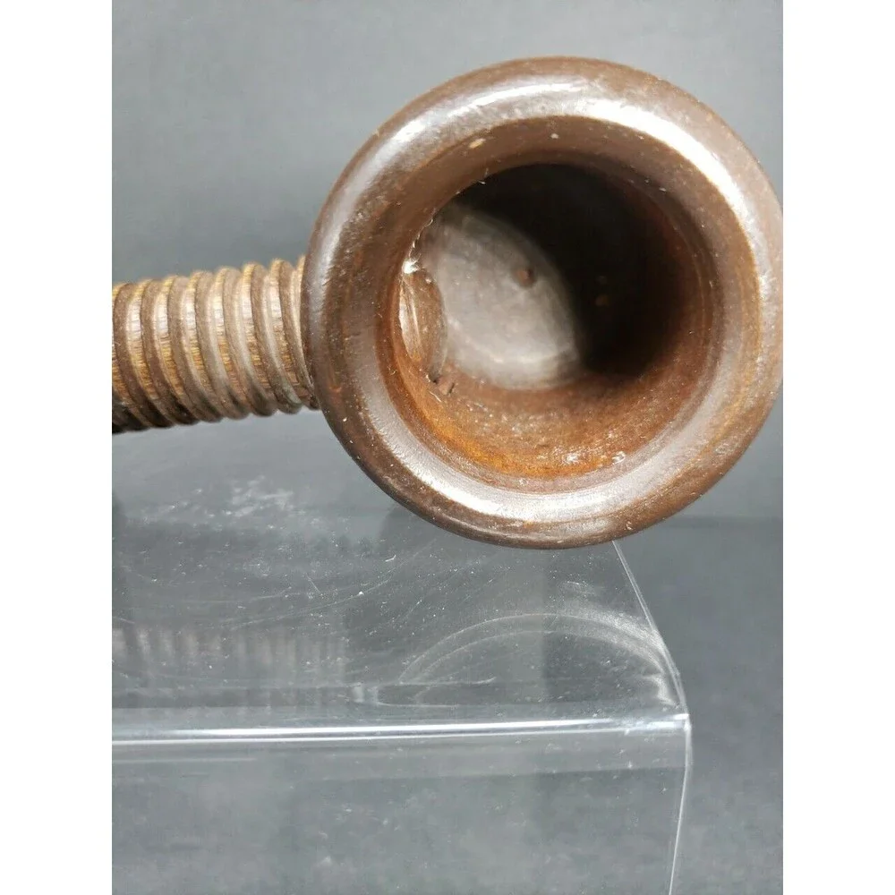 Nut Cracker Wooden Turn Screw Type Vintage Dark Solid Wood Collectible